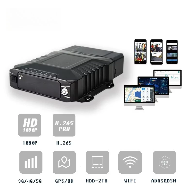 H.265 1080p Mobile Dvr Speicherkarte Adas Dms Mdvr 4ch 8ch 4g / Gps / Wifi 4 Cams für Fahrzeug
