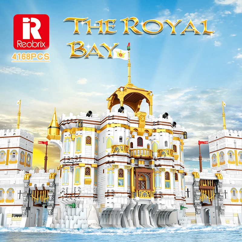 

Reobrix Block 4168PCS Medieval Noble The Royal Bay Castle Model Caribbeaned Navigation Assemble Building Blocks Boys Bricks