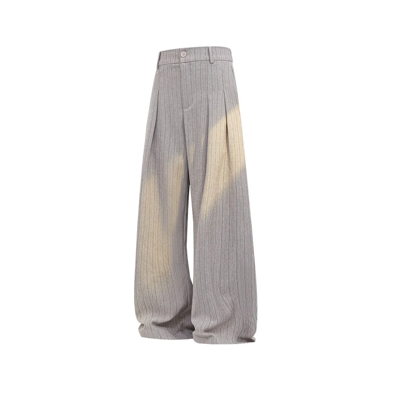 Men's Pinstripe Wide Leg Trousers High Waist Pleated Loose Fit Casual Pants Vintage Streetwear Fashion 2026 Formal Bottoms Man