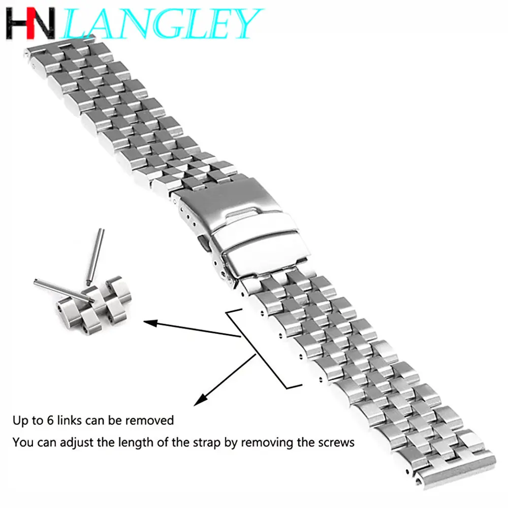 High Grade 5 Rows Engineer Cast Metal Watch Band Stainless Steel Bracelet Straps Replacement Screws Link 20mm/22mm/24mm/26mm