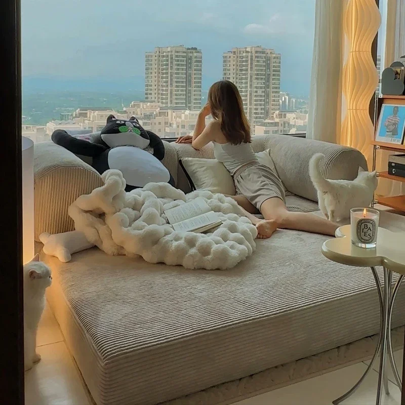 أرائك غرفة المعيشة بتصميم إيطالي، أرائك سرير من القماش قابلة للتحويل 2025، أريكة مضغوطة، أثاث فاخر على الأرض من Woonkamerbanken #4