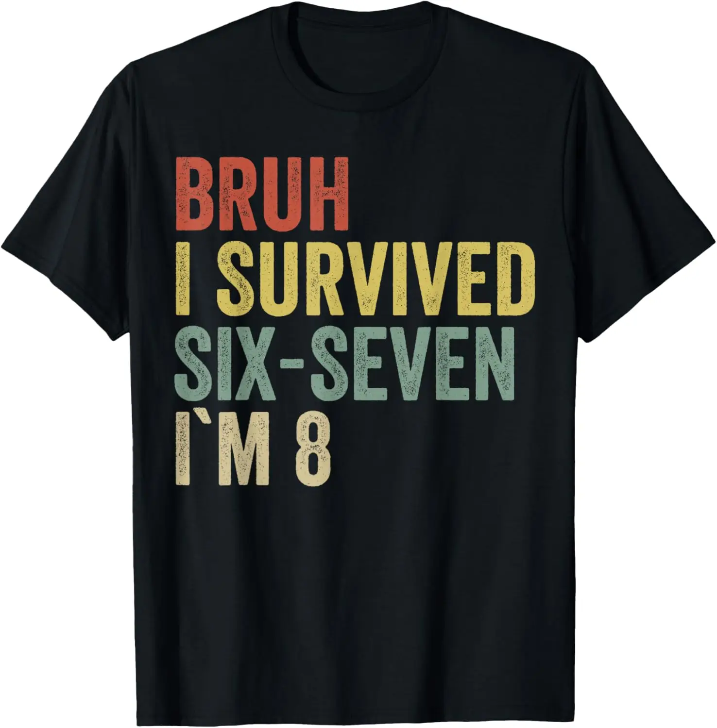 8Th Birthday Boy Outfit I`M 8 Year Old Six Seven Bruh 6 7 T-Shirt 100% Cotton Trendy Y2K Short-Sleeve Tee – Soft, Quick-Drying,