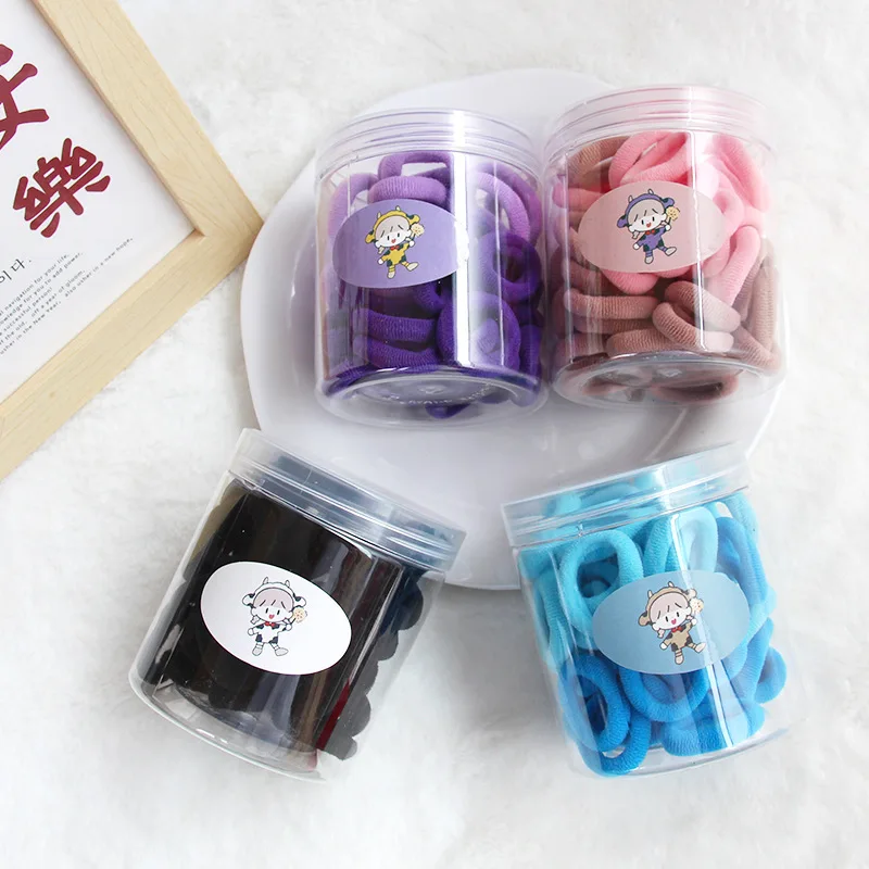 أربطة شعر للأطفال 50 قطعة جرة بلاستيكية ربطات عنق تيري عالية المرونة تصميم سلس خالي من التشابك مجموعة حوامل ذيل حصان صغيرة