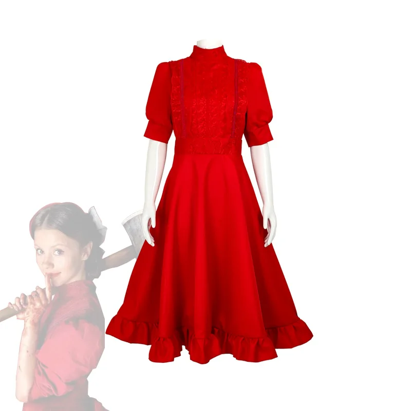 

Movies Pearl Cosplay Costume Medieval Terror Red Dress for Women Girls Disguise Outfits Halloween Carnival Party Clothes