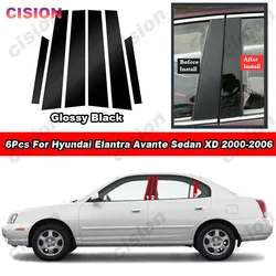 Glossy Piano Black Car Door Window Center Middle Column B C Pillar Post Panel Cover Trim Sticker For Hyundai Elantra Avante XD