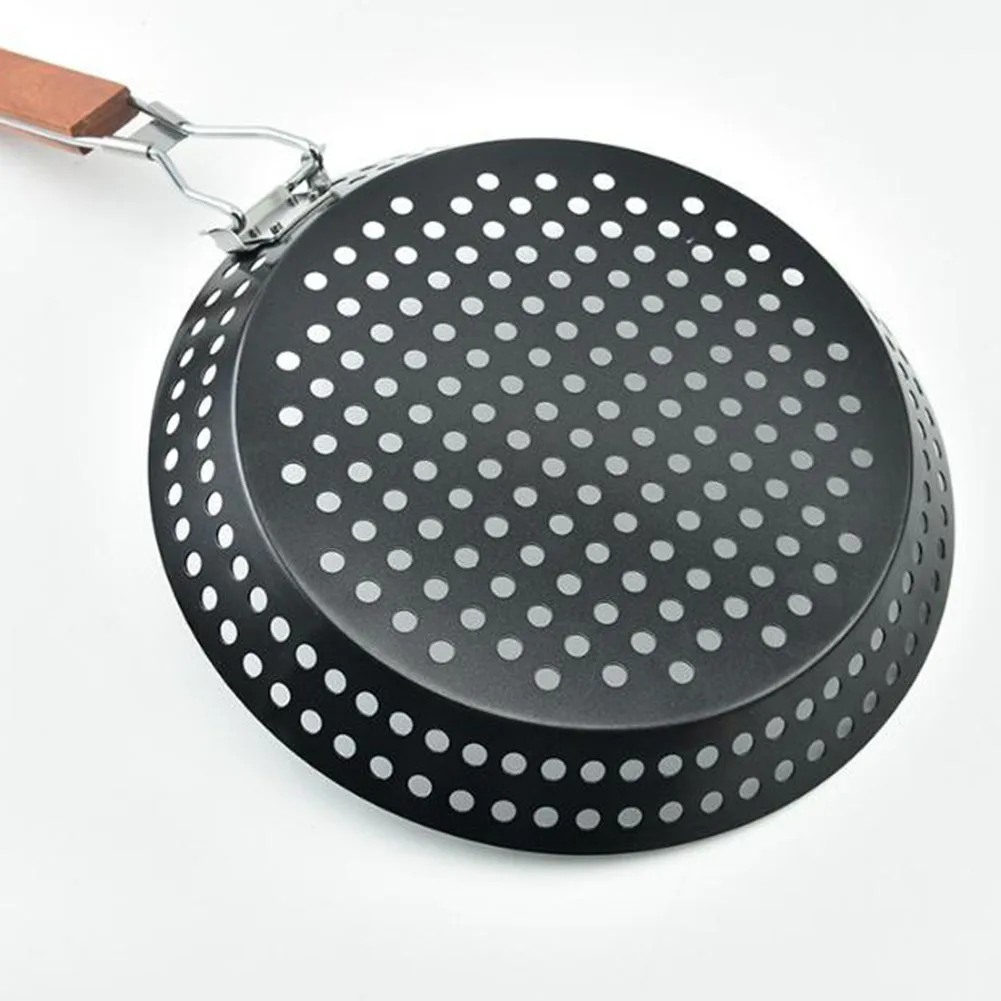 

Comfortable Wooden Handle Folding Grill Pan Comfortable Wooden Handle Compact Storage Efficient Outdoor Cooking
