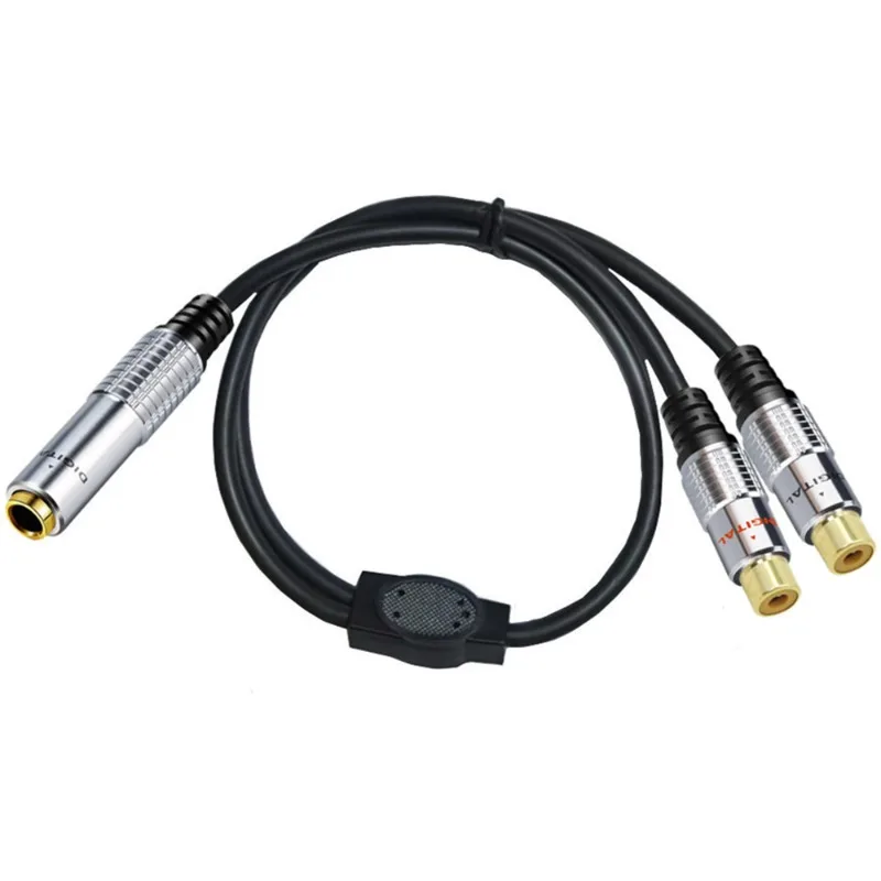 

Metal Shell Y-type One Point Two 6.35 Female To Double Lotus Head 6.35mm Large Three Core 6.5 To One Point Two RCA Audio