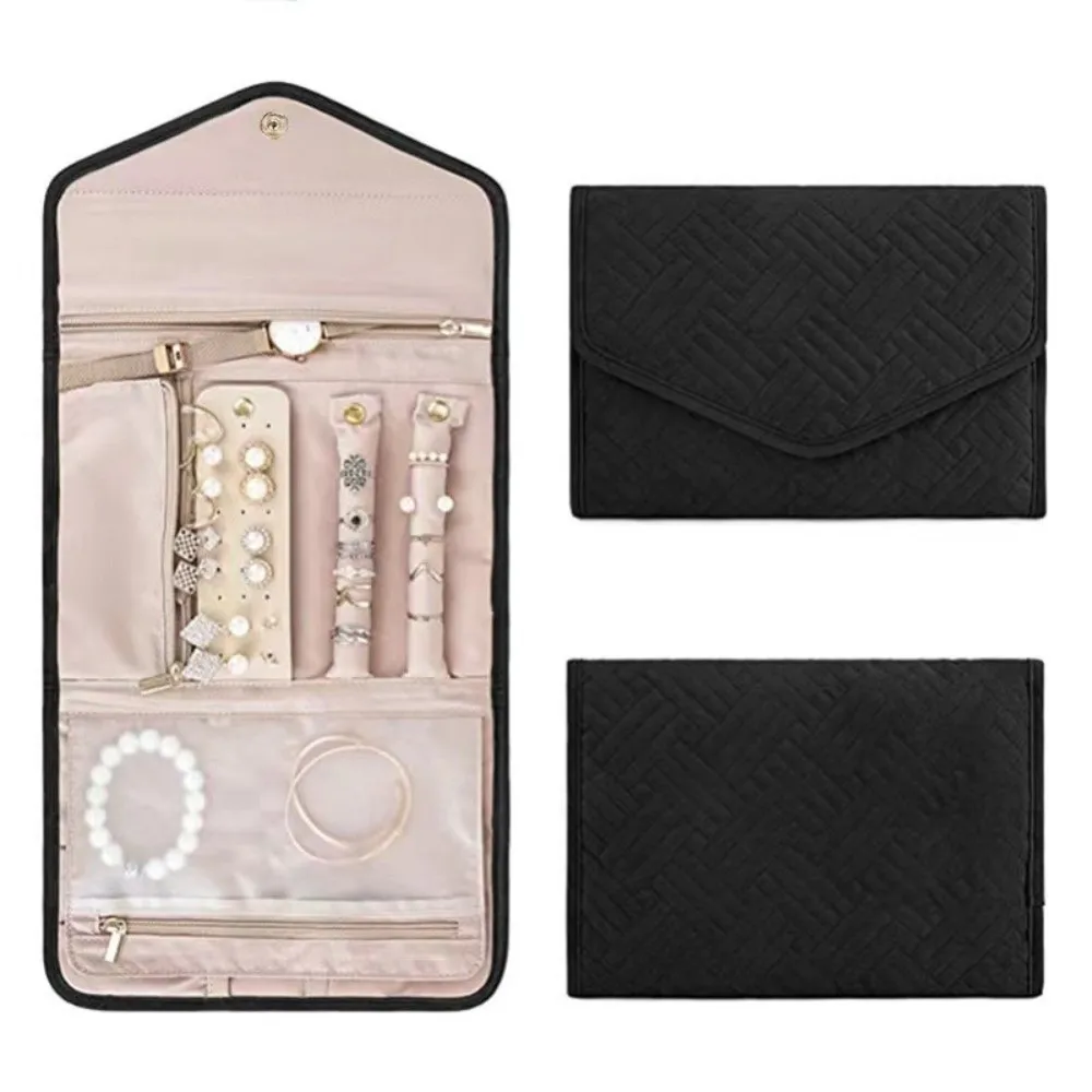Foldable Portable Travel Jewelry Bag Necklace Earrings Jewelry Case Organizer Rings Packing Bag Journey Storage Bags Women Girls
