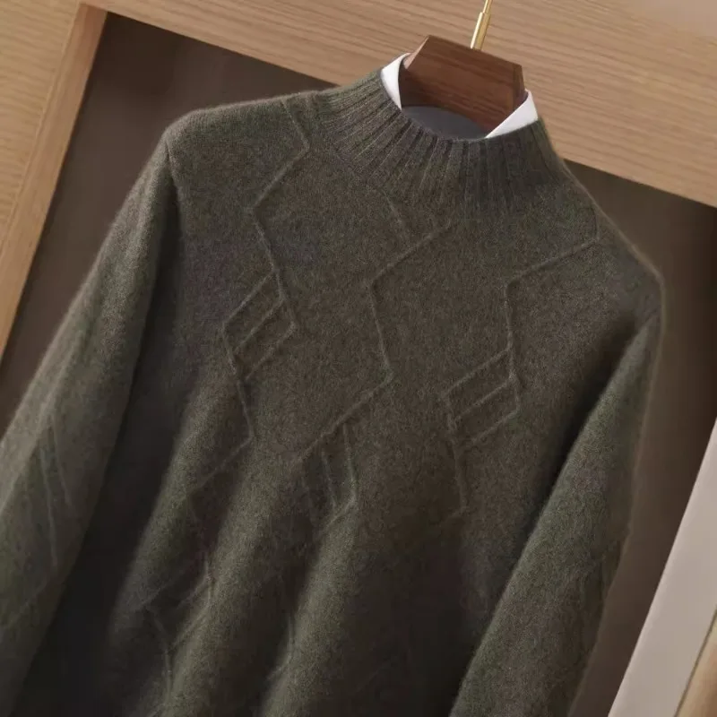 الشتاء الخريف الكشمير الرجال سترة جولة الرقبة طويلة الأكمام البلوز محبوك قميص #3