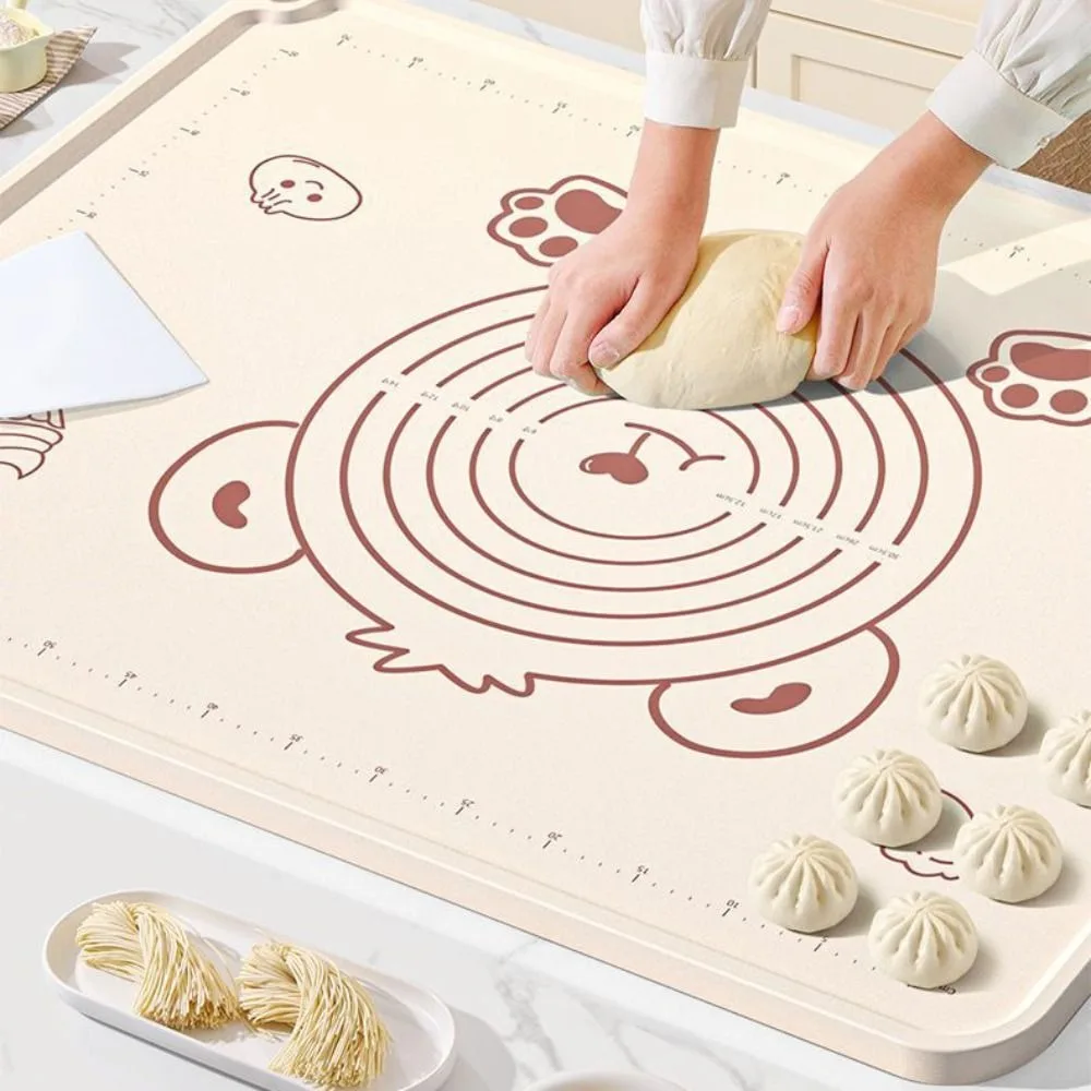 

Rectangle Silicone Kneading Pad Cartoon Bear Pattern Raised Edge Dough Mat Non-slip Thickened Rolling Mat Pastry