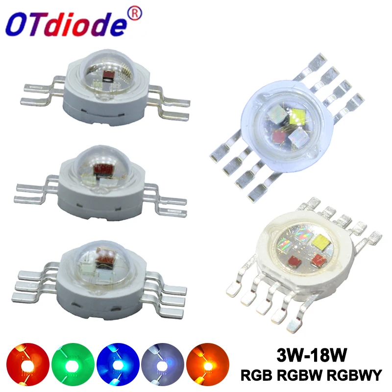 10-50pcs High Power LED Chip RGB RGBW RGBWW RGBWY RGBWYV 3W 9W 12W 15W 18W LED Stage Lamp Molding Light Colorful Light Source