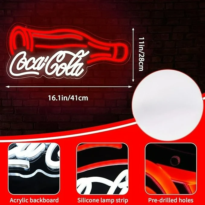 Soda Drink Neon Sign Cola USB Dimmable Neon Lights for Drink Bar Pub Store Restaurant Party Club Wall Decor Business Led Signs view 5