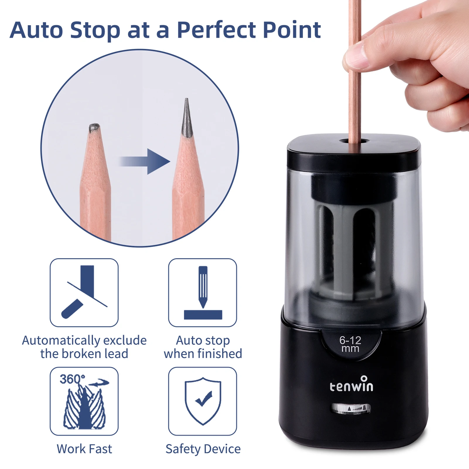 temperino-elettrico-automatico-con-3-punte-arresto-automatico-e-affilatura-rapida-sharpness-regolabile-per-matite-da-6-12mm-ideale-per-la-scuola