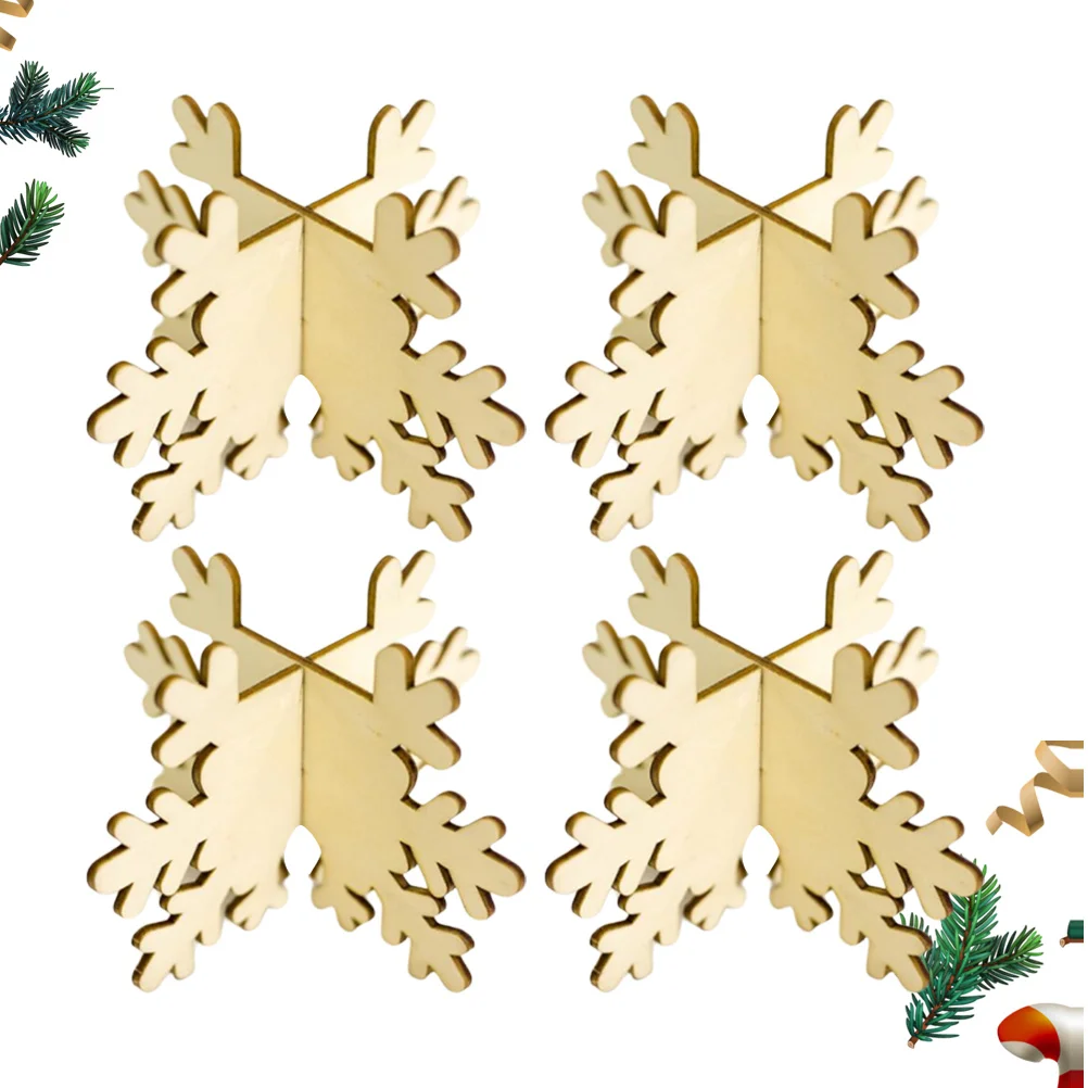 12Pcs Wooden Snowflake Candlestick Decorative Holder for Home Party Wedding Christmas Table Decoration Holder