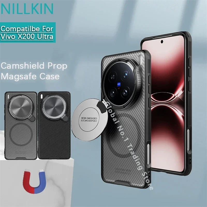 Nillkin для Vivo X200 Ultra магнитный чехол из ТПУ с рамкой для ПК, жесткий корпус, крышка объектива, кронштейн, защитная крышка, чехол Magsafe