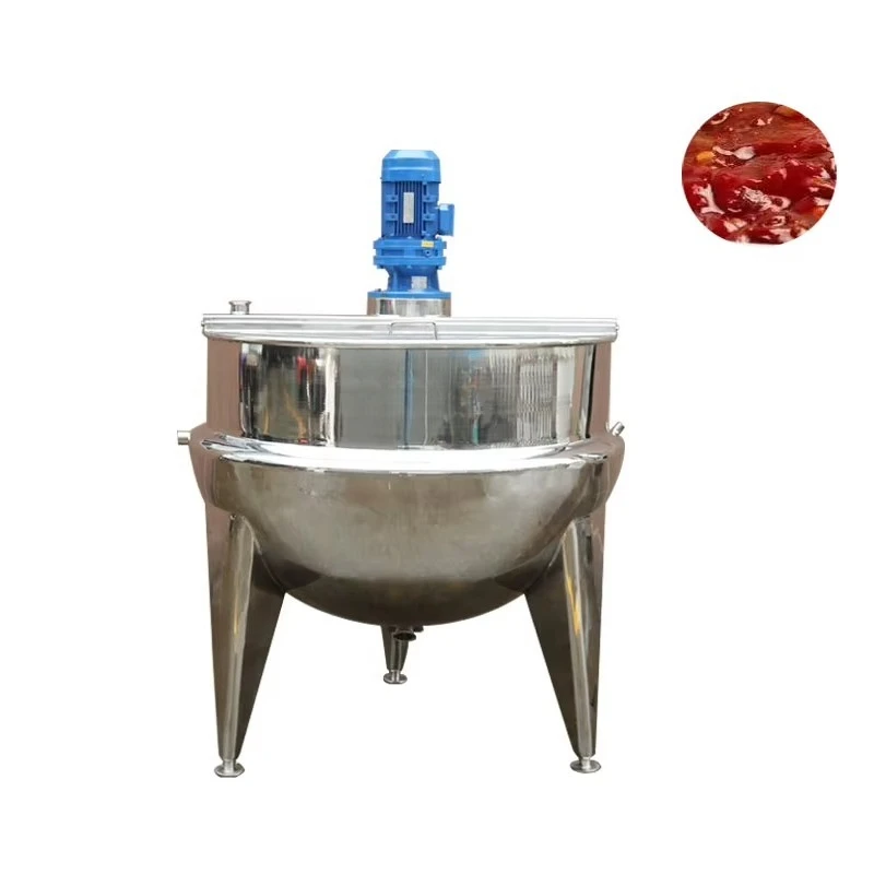 Industrial Stainless Steel Motor Vertical Jacketed Kettle Non-Stick Steam/Gas/Electric Heating for Sauce Soup Cooking