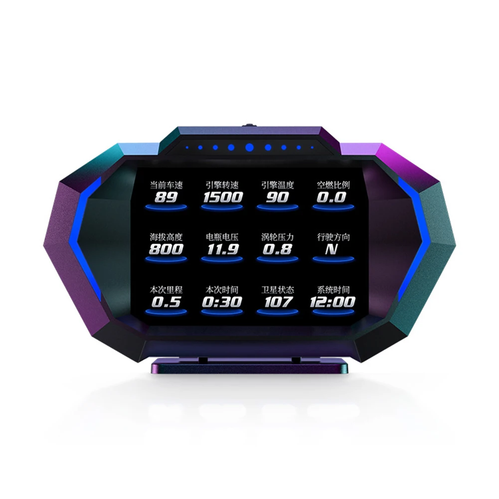 OBD + GPS HUD P24 차량 OBD 헤드 업 디스플레이 HUD 온보드 컴퓨터 디지털 속도계 워터 펌프 연료 소비량 경사 측정기