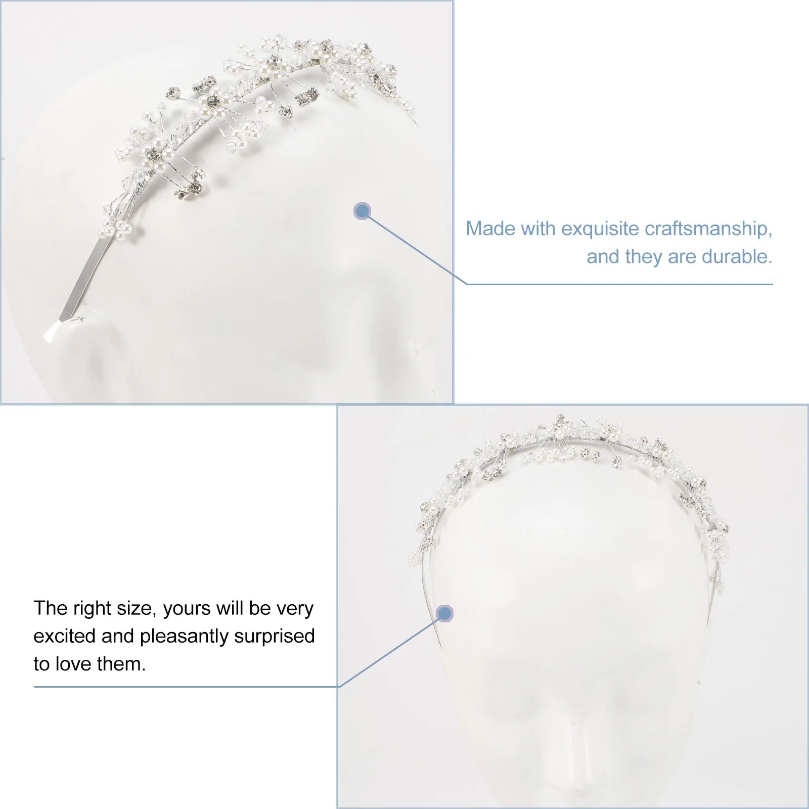 

Pearl Crystal Wedding Headband Headpiece Lightweight Bridal Hair Accessory for Weddings Festivals Parties