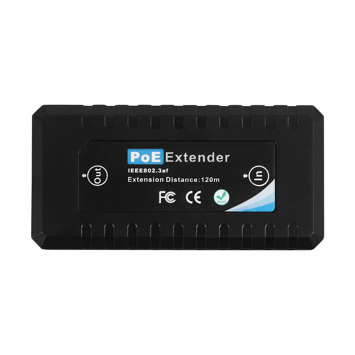 Extensor poe de 1 porta 10/100mbps com entrada/saída padrão ieee 802.3af para câmera ip distância de transmissão 120 metros