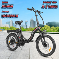 Samebike CY20 Adult Foldable Electric Bicycle 350WMotor 36V12AHLithium Battery Electric Bike 20-inch Tires City Commuting Ebike