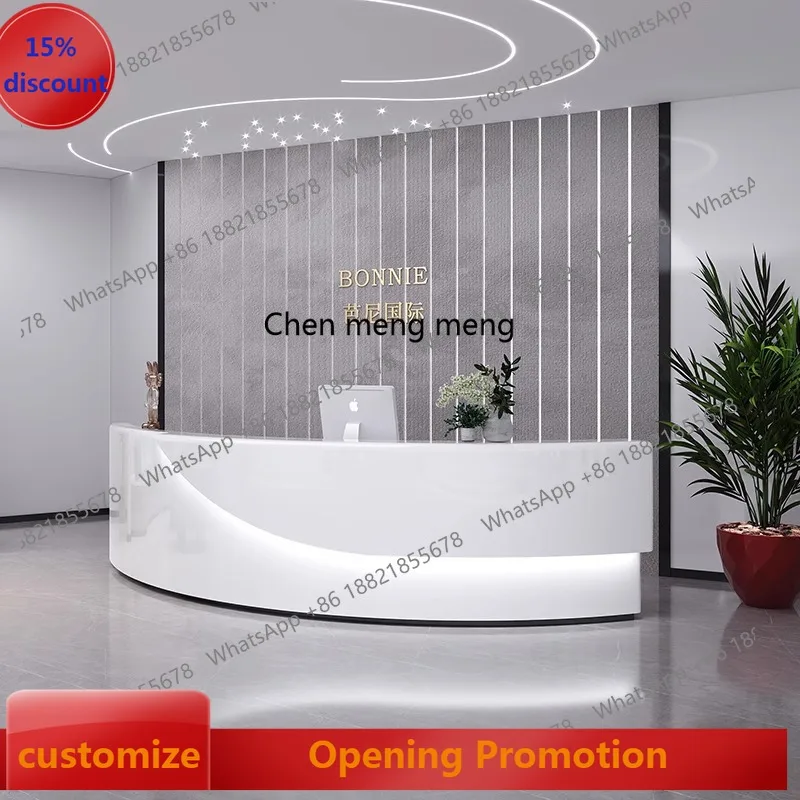 Prosta, nowoczesna strona kasy w salonie kosmetycznym, firma, farba, stół recepcyjny, fotografia, studia taneczne, zakrzywiony bar