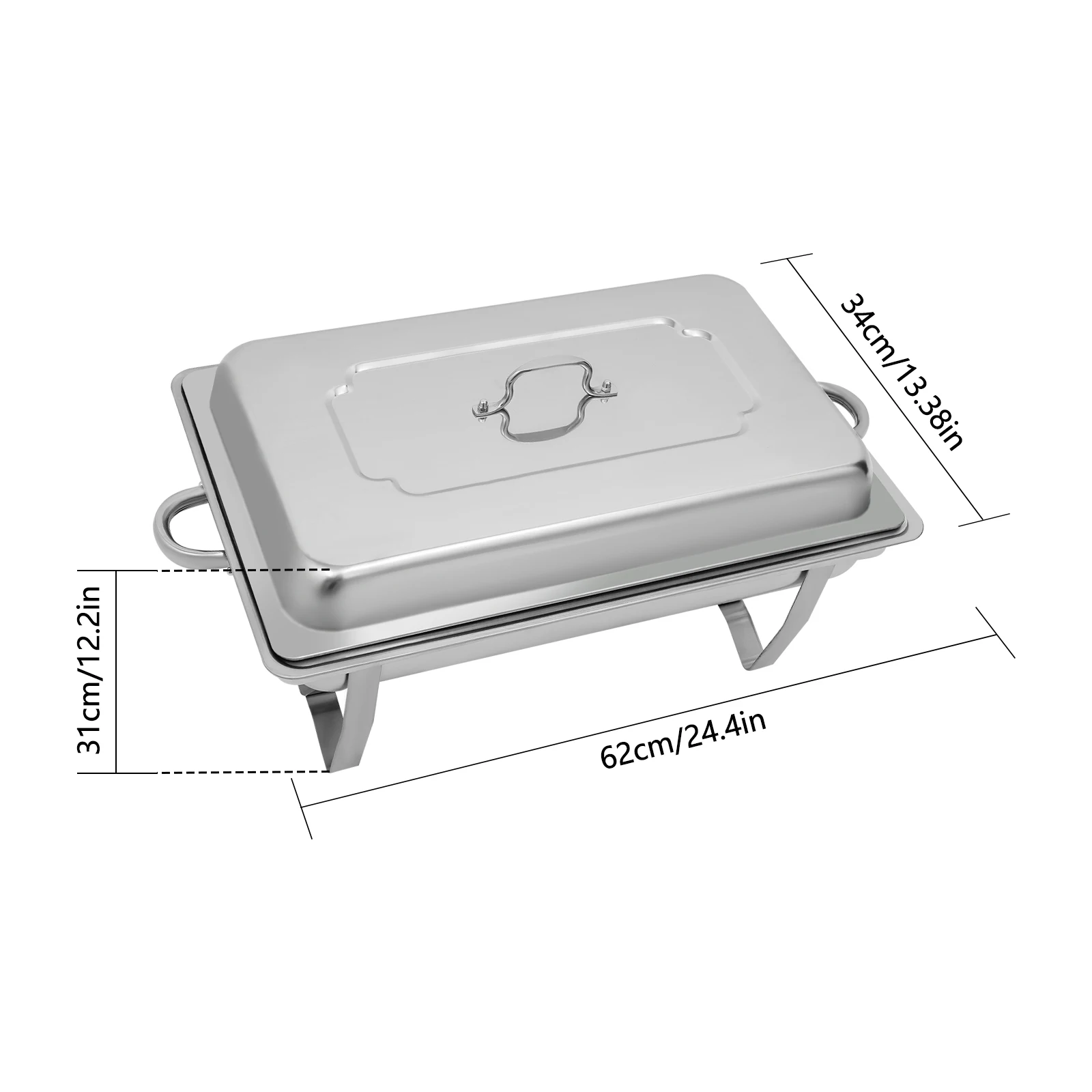Speisenwärmer, Buffet-Server, Chafing Dish, 9 l, zusammenklappbar, Einzelgitter, Speiseherd, hält die Temperatur, Chafing Dish aus Edelstahl – Detail 2