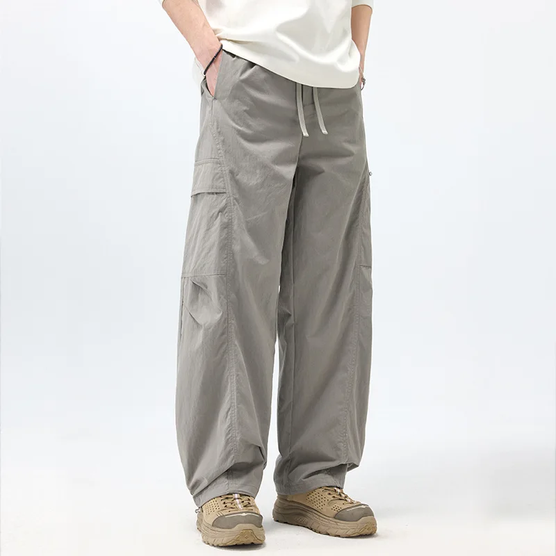 Tooling Wind Ice Feeling Breathable Scimitar Casual Pants Men's 2026 Spring and Summer New Fashion Simple Loose Straight Pants