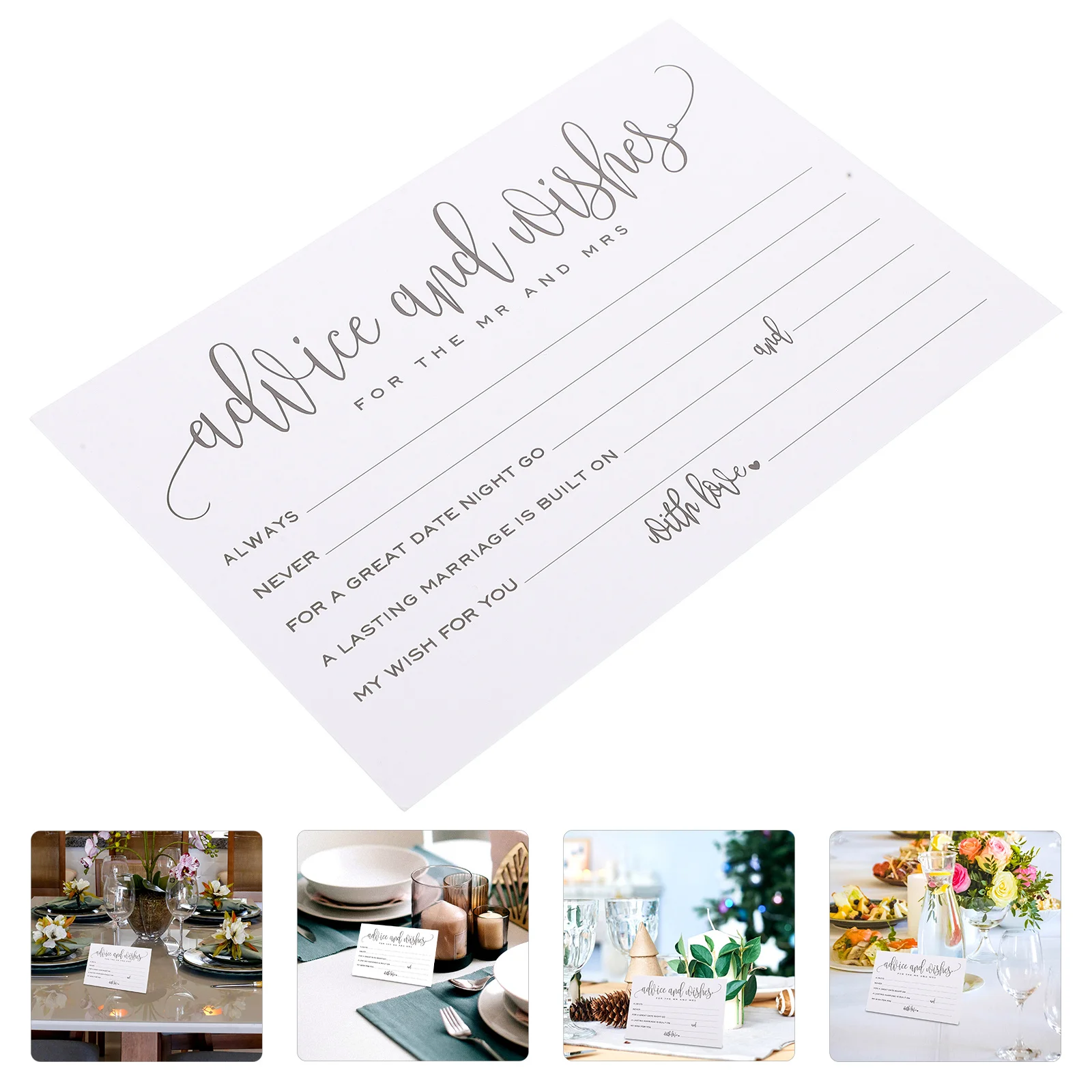 

50Pcs Wedding Table Cards Beautiful Writable Blessing Cards Wedding Banquet Wishes Mr and Mrs Notes Writable Table Card