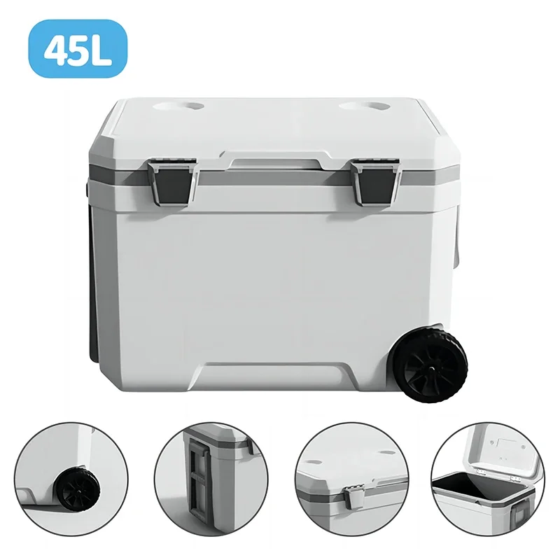 Large Capacity Hard 45L 70L 120L Cooler With Wheels Keeps Ice Up to 4 Days for Camping, BBQs, Tailgating & Outdoor Activities