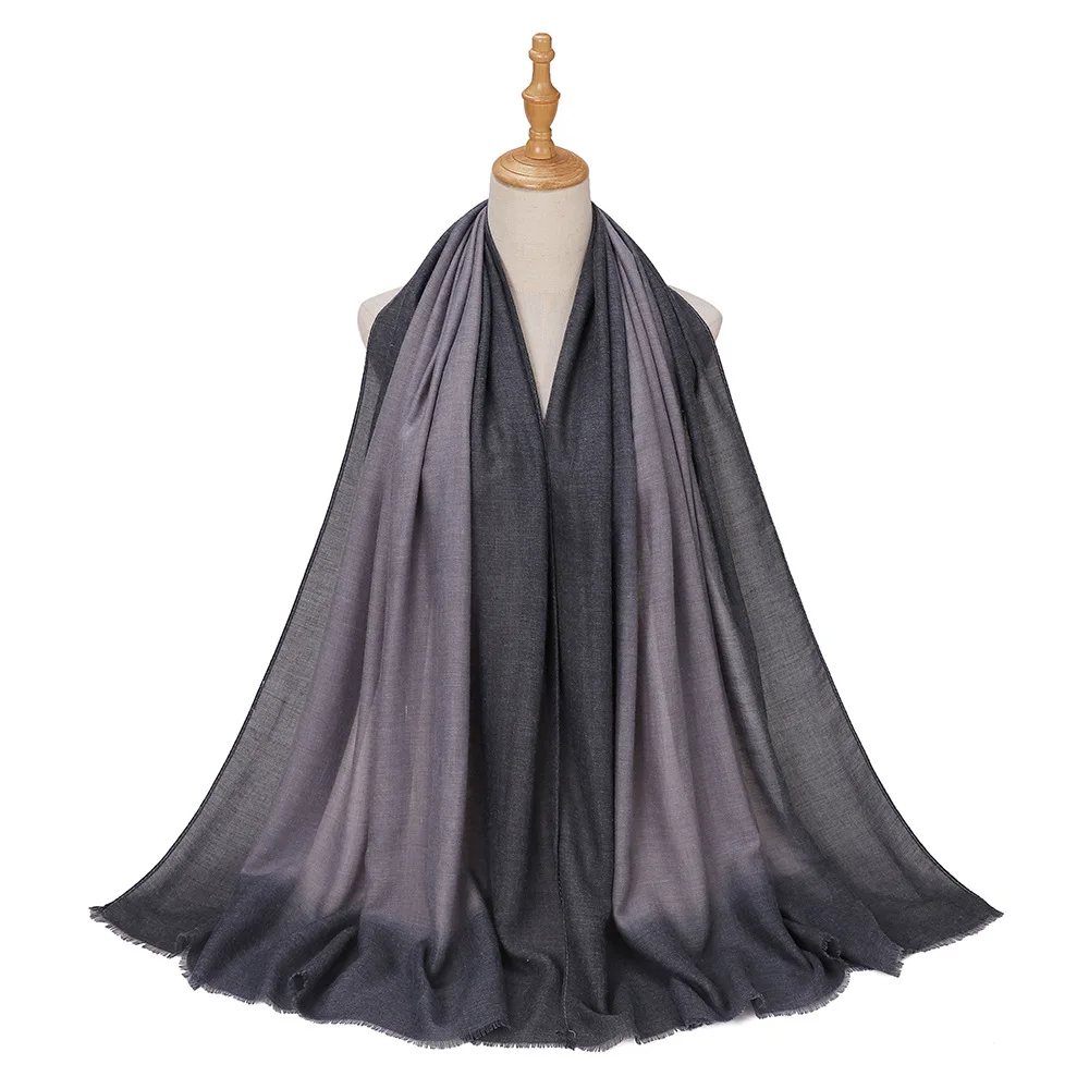Écharpe large bicolore en coton et lin, 80x175CM, d'Europe, d'amérique et d'asie du sud-est, un foulard à la mode pour femmes musulmanes