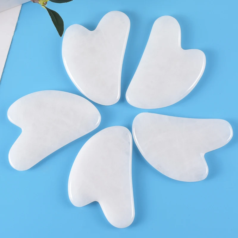 

White jade Face Gua Sha Massager Gouache Scraper Healing Stone Neck Therapy Guasha Board Face Lifting Anti-aging Skin Care Tools