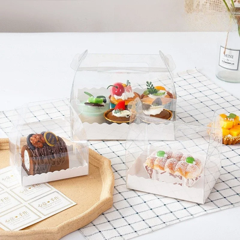 10pcs Transparent Long Strip Gift Box Suitable for Swiss Towel Roll Cake Packaging Gift Box Handheld and Portable Multiple Sizes