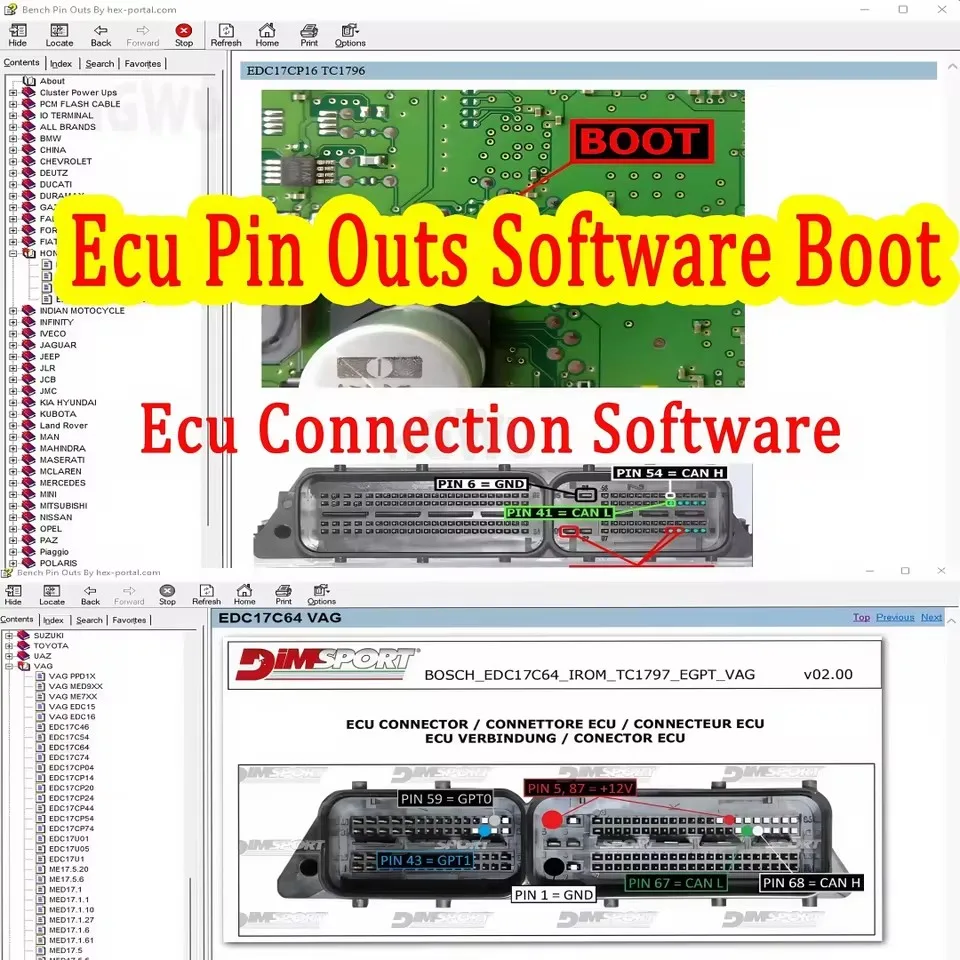 

2025 Hot 6 IN 1 ECU Software Autocom 2021.11+CarTool 3.6+ECU Datasheet 2.0+DaVinci 1.0.28+WinOLS 4.7 + Ecu Connection PinOuts