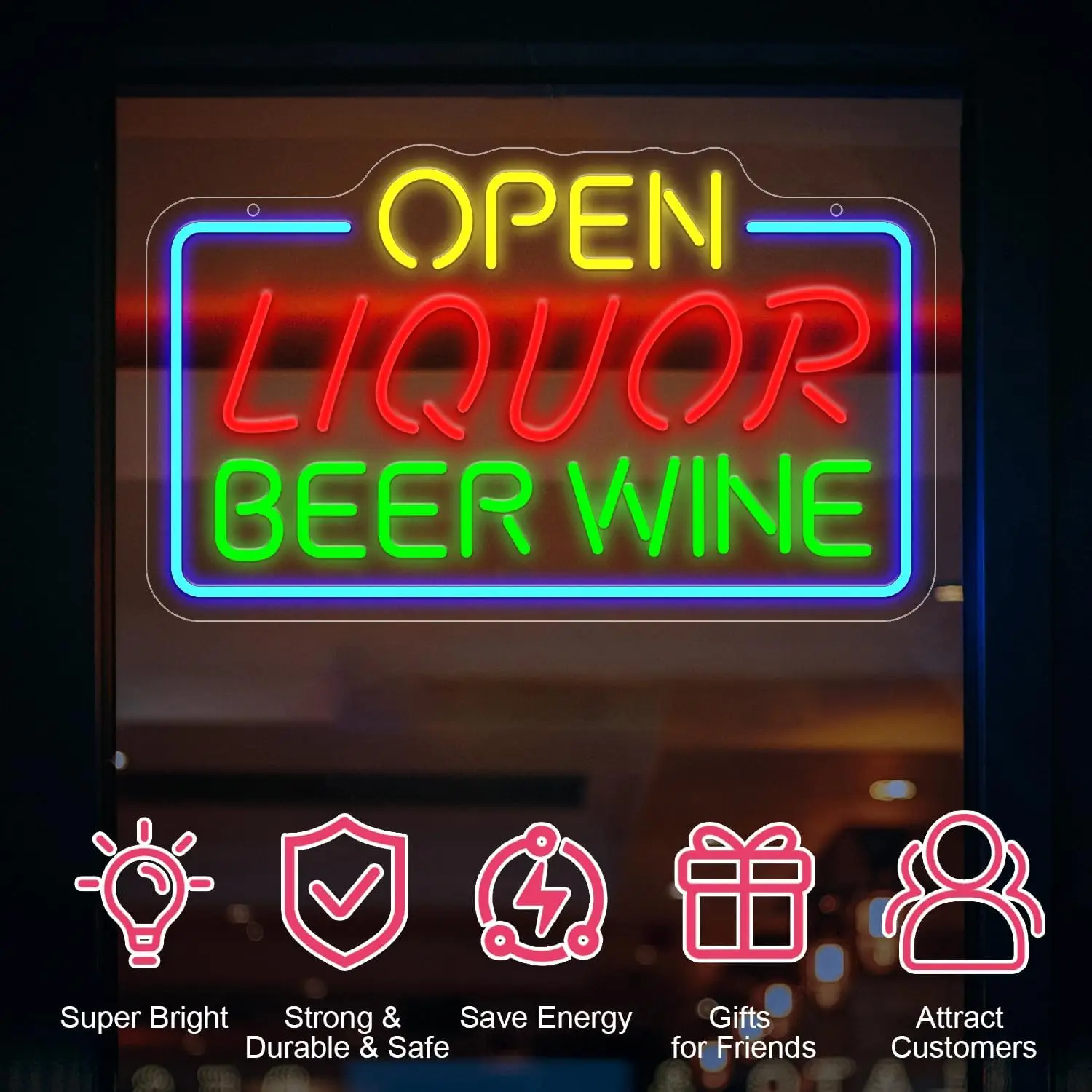 Open Liquor Beer Wine Neon Sign USB Dimmable LED Neon Light For Home Bar Man Cave Sport Pub Restaurant Bistro Shop Welcome Sign