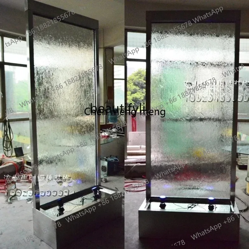 

LHY26ss Glass Water Wall Entrance Partition Water Curtain Fountain Light Indoor Courtyard Landscape Water Curtain Wall Screen