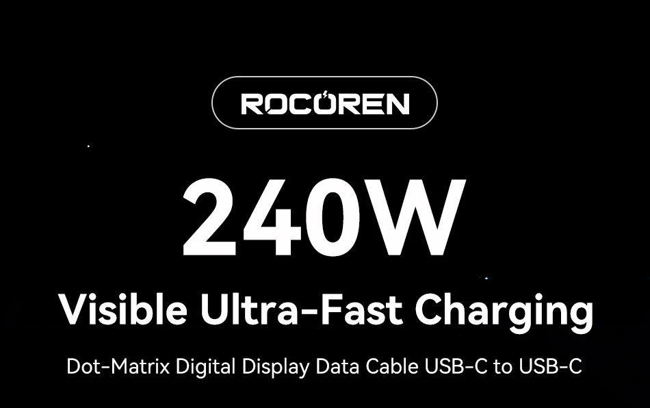 Rocoren Digitales Display USB-C-Kabel 240W PD 3.1 Schnellladekabel Typ C zu C für iPhone 17 16 15 Xiaomi Huawei Macbook iPad – Detail 1