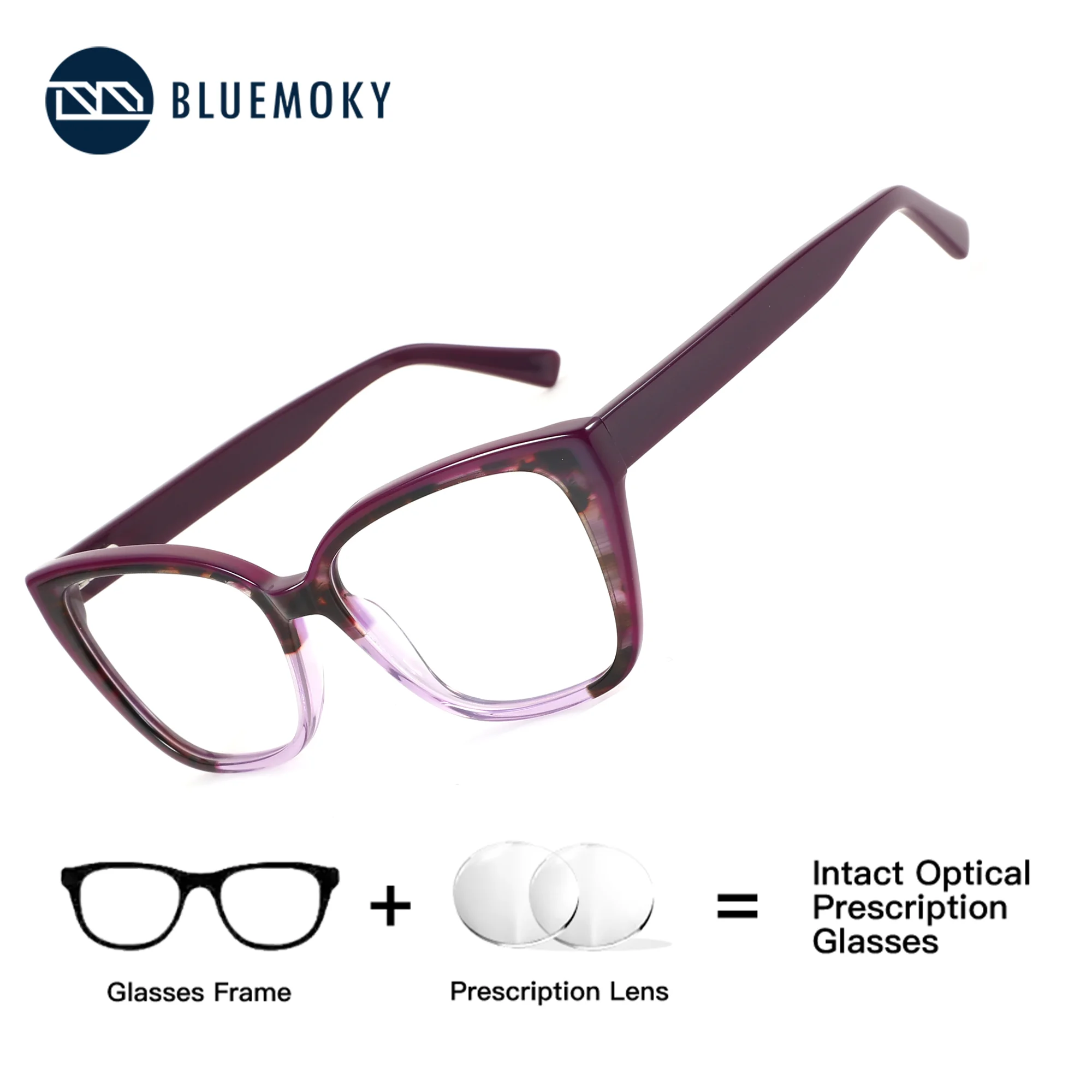 

BLUEMOKY Butterfly Acetate Prescription Glasses Women Photochromic Anti Blue Light Myopia Reading Optical Eyewear Lady