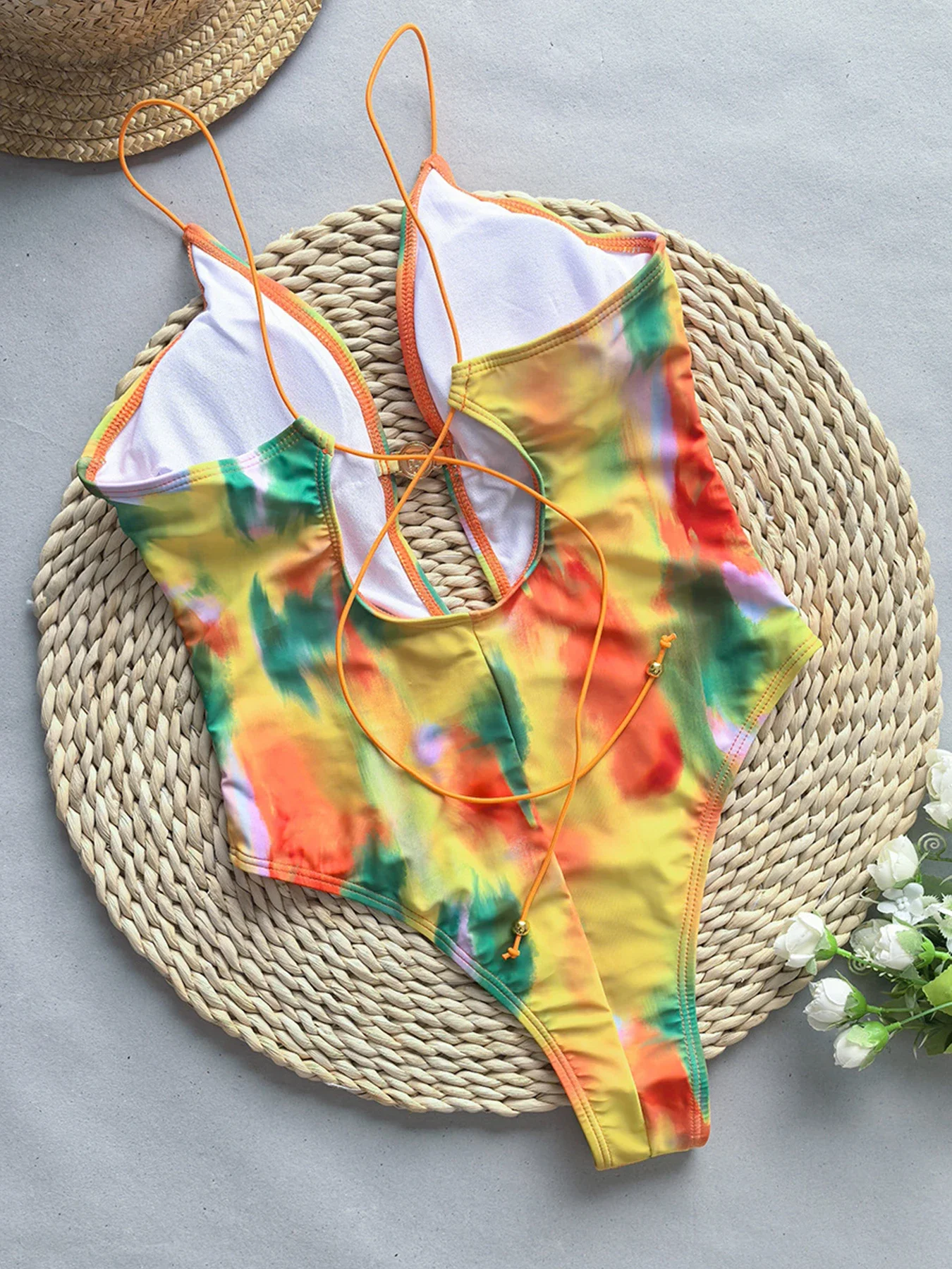 2025 جديد مثير العميق الخامس الرقبة قطعة واحدة ملابس السباحة للنساء ملابس السباحة ضمادة Strappy ثوب السباحة بحر لباس سباحة Monokini