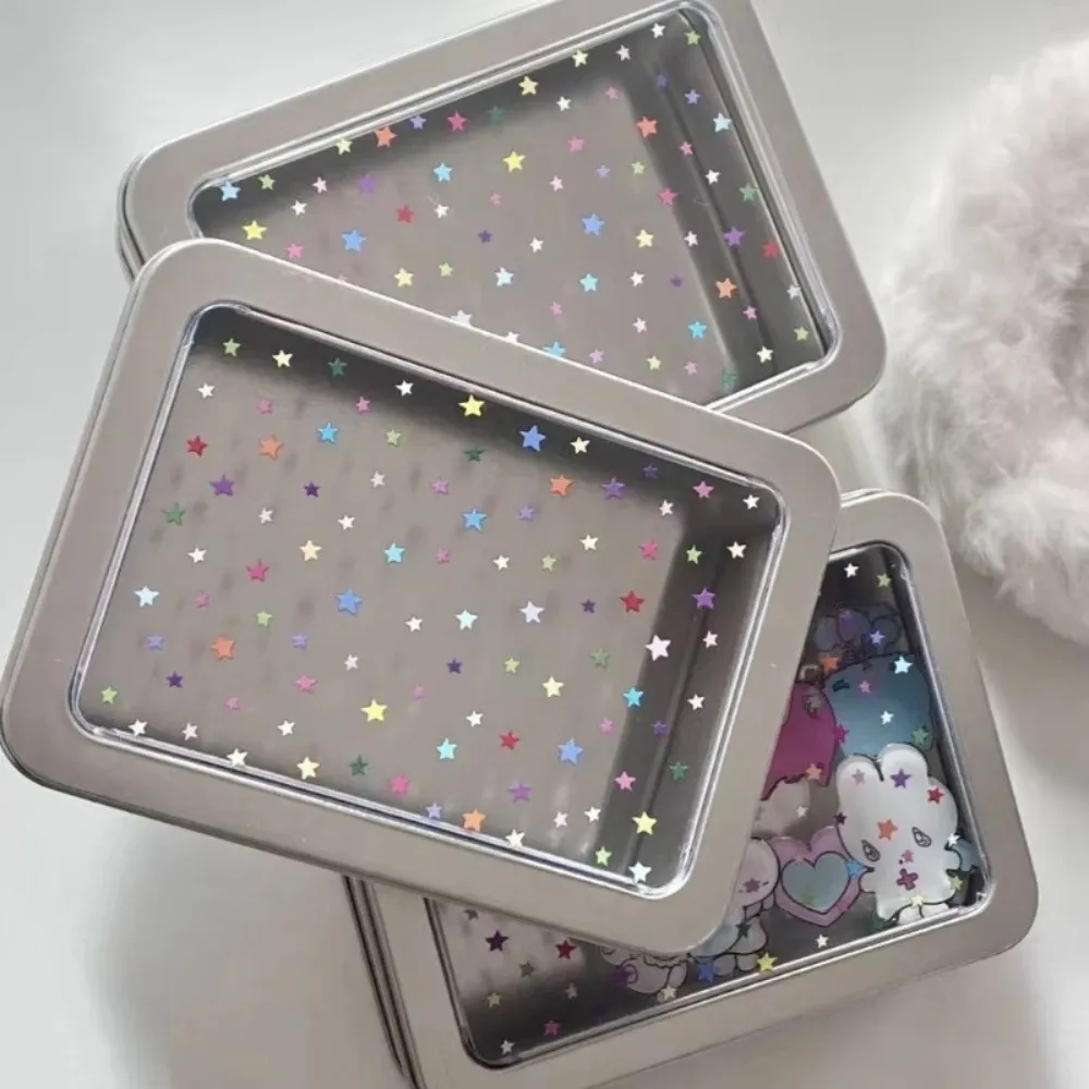 Portable Photocard Storage Box Korean INS-Style Transparent Cover Card Storage Tin Box Tinplate Material Dustproof