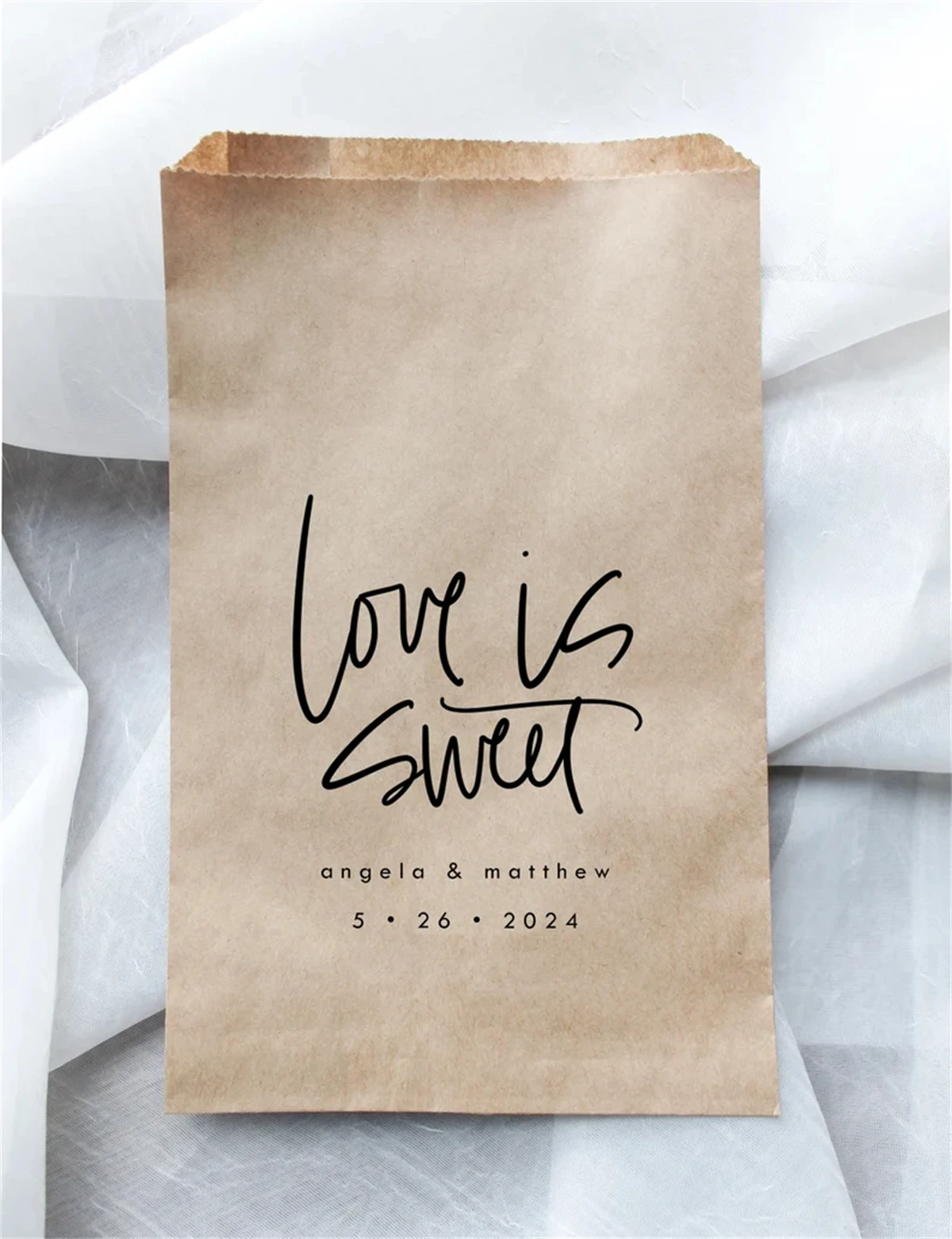 Sac de faveur de mariage personnalisé Love is Sweet, sac de faveur de mariage personnalisé, sac de bonbons de remerciement, réception de douche de mariée de fiançailles