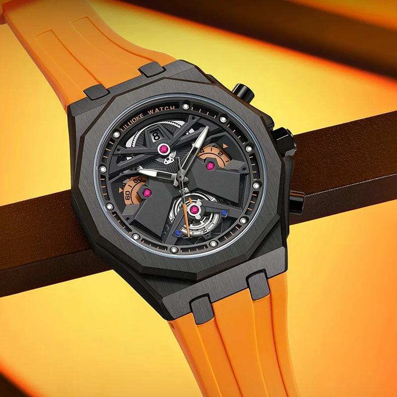 ساعة كوارتز جديدة للرجال ماركة فاخرة ساعة رجالي حزام سيليكون مضيئة مقاوم للماء reloj hombre ساعة رياضية للأعمال رجالي