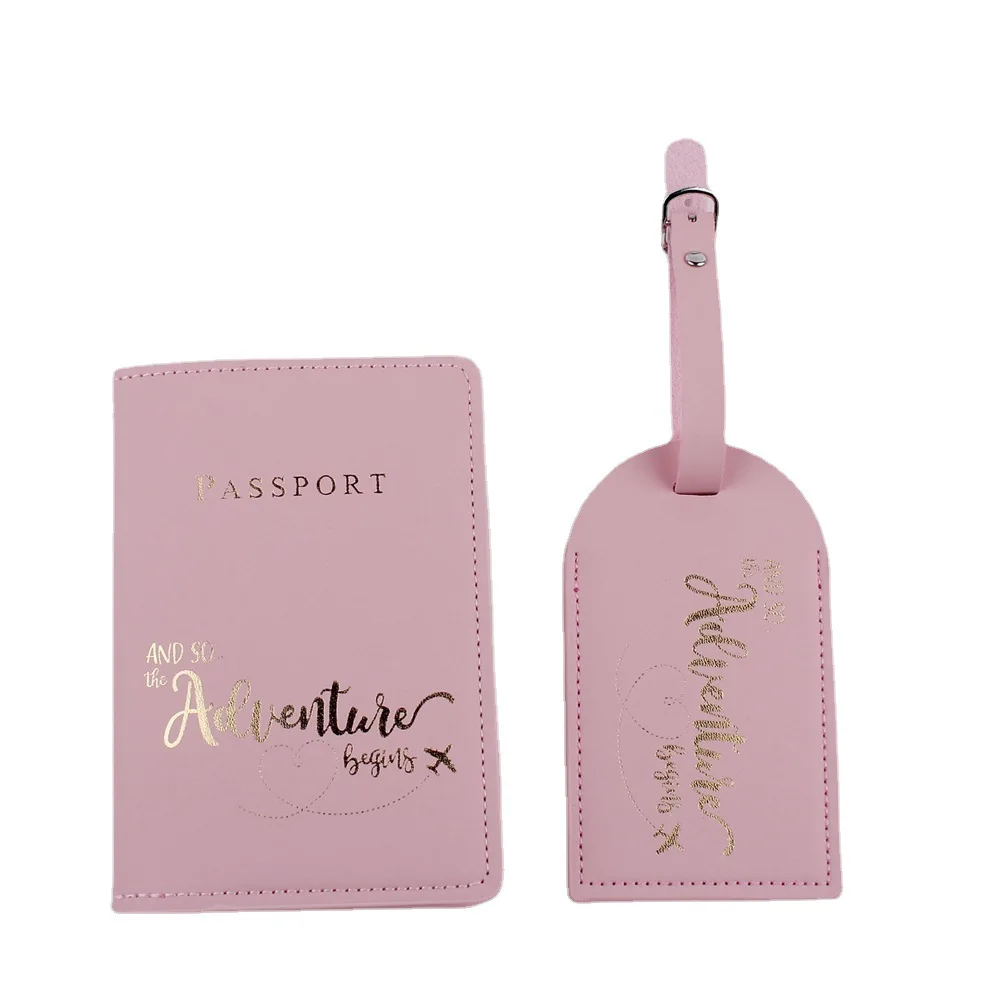 2023 Ins Travel Passport Cover Pu Leather Letter Print  Luggage Tag Suitcase Id Address Holder Baggage Boarding Tag  Label