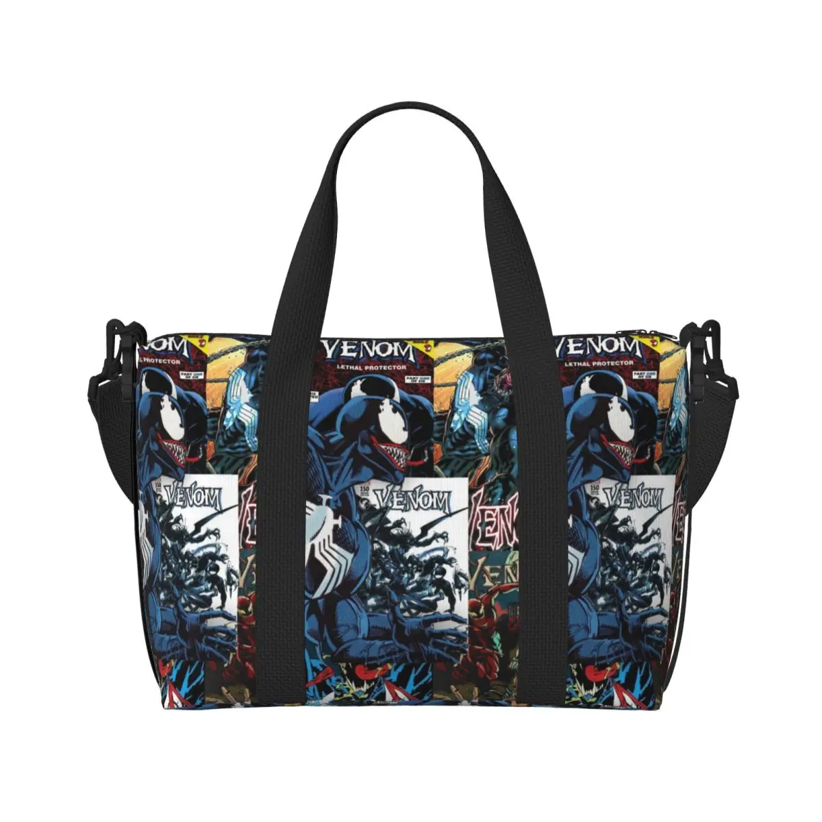 Custom Large Venom Comic Wallpaper Tote Bag for Women Shoulder Shopping Beach Gym Travel Bag