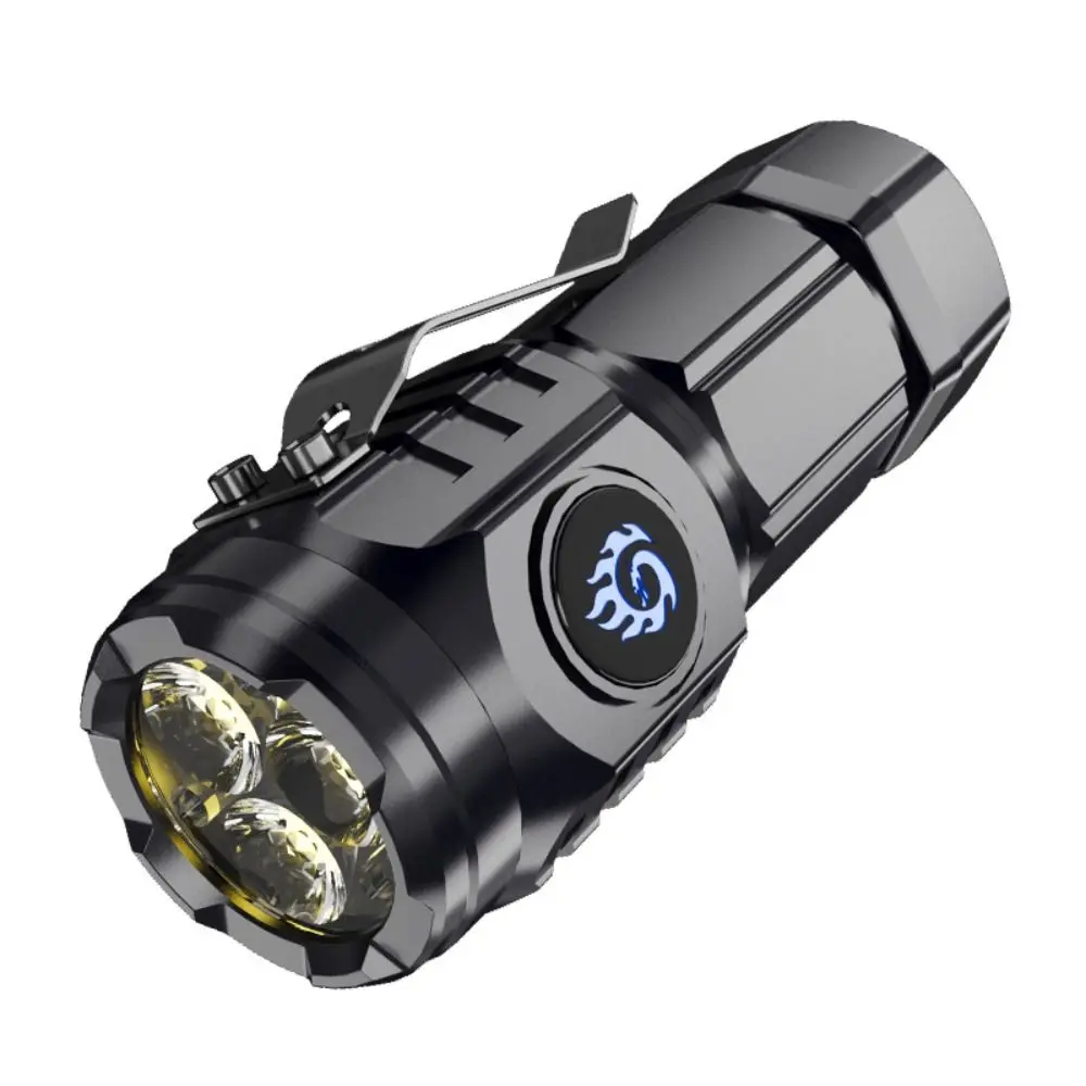 Mini Super Bright Flashlight Three Eyes Flash Small Torch USB Waterproof Hat Clip Light Fishing