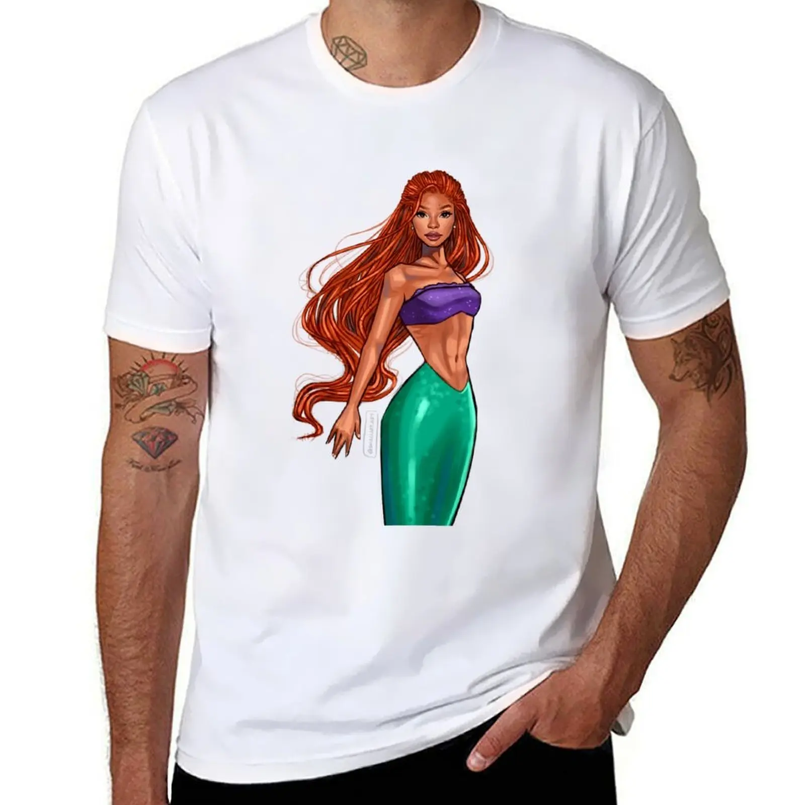 

Arial mermaid drawing illustration Hailey T-Shirt anime tshirt graphic t shirts for man T-Shirt
