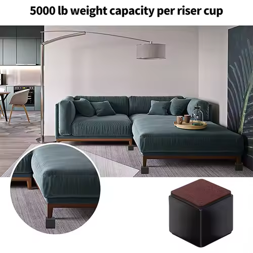 Bed Furniture Square Risers Solid Steel Bed Furniture Post Lifts Protect Floors Anti Scratch Wood and Carpet Surface Heavy Duty - Image 3