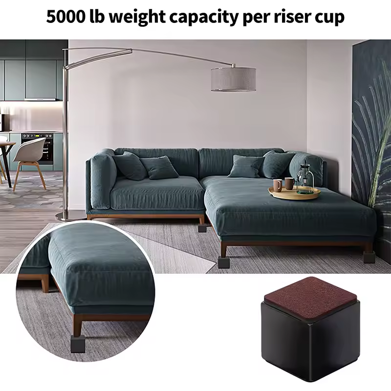 Bed Furniture Square Risers Solid Steel Bed Furniture Post Lifts Protect Floors Anti Scratch Wood and Carpet Surface Heavy Duty - Image 3