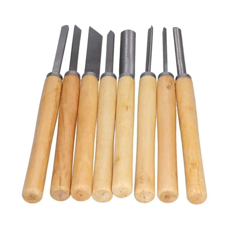 

8Pcs Wood Turning Chisels HHS Groove Parting Tools Set Woodworking Carving Gouge Accessories