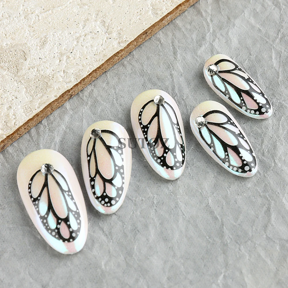 3D Butterfly Nail Stickers Laser Butterfly Cloud Wings Water Transfer Decals Sliders Spring Manicure Decor Wraps NTJF2020-2031