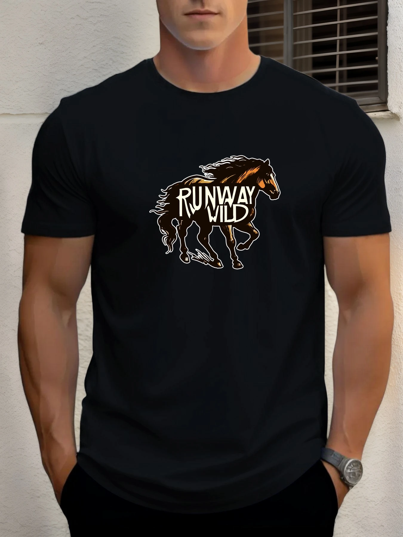 

T Shirts For Man RUNWAY WILD 100% Cotton Graphic Printing Summer Round Neck T-Shirt Casual Breathable Street Style Daily Top